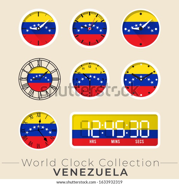 Venezuela Clock Set National Flag Clock Stock Vector (Royalty Free