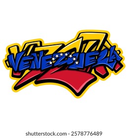 venezuela country flag in graffiti art style