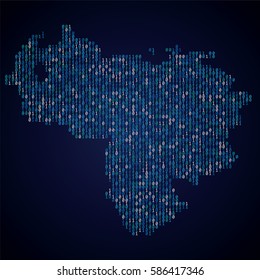 Venezuela country map made from digital binary code