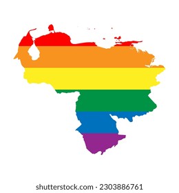 Venezuela country silhouette. Country map silhouette in rainbow colors of LGBT flag.