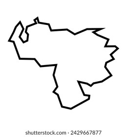 Venezuela country thick black outline silhouette. Simplified map. Vector icon isolated on white background.