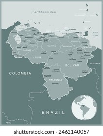 Venezuela - detailed map with administrative divisions country. Vector illustration