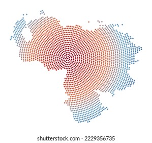 Mapa de puntos de Venezuela. Forma de estilo digital de Venezuela. Icono tecnológico del país con puntos degradados. Ilustración vectorial de moda.