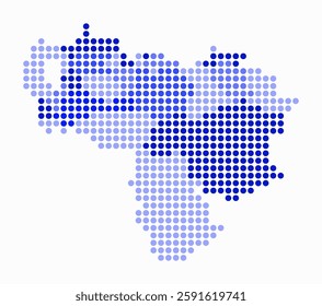 Venezuela dotted map. Digital style map of the country on white background. Venezuela shape with circle dots. Colored dots style. Large size circles. Awesome vector illustration.