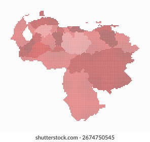 Venezuela gepunktete Karte. Digitale Landkarte auf weißem Hintergrund. Venezuela Form mit Kreispunkten. Farbige Punkte. Kleine Kreise. Kreative Vektorgrafik.