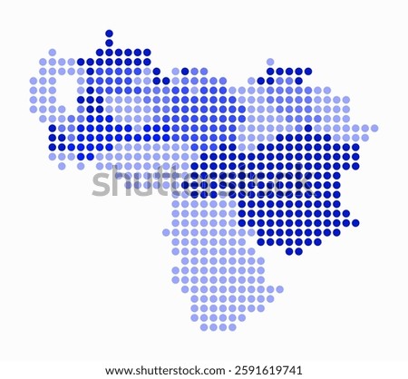 Venezuela dotted map. Digital style map of the country on white background. Venezuela shape with circle dots. Colored dots style. Large size circles. Awesome vector illustration.