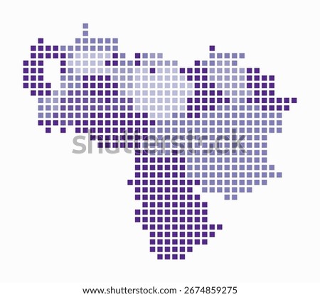 Venezuela dotted map. Digital style map of the country on white background. Venezuela shape with square dots. Colored dots style. Large size squares. Artistic vector illustration.