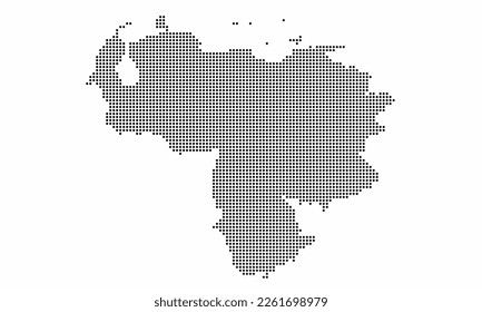 Mapa de puntos de Venezuela con textura gruesa al estilo de punto. Ilustración vector abstracta de un mapa de país con efecto de medio tono para infografía. 