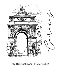 Venezuela Federation Gate Landmark Vector Hand Drawn Sketch Illustration