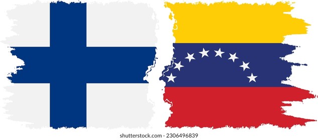 Venezuela and Finland grunge flags connection, vector