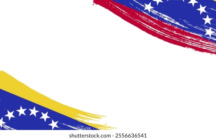 Venezuela Flag with Brush Stroke Effect, Grunge brush stroke. Watercolor painting flag design.