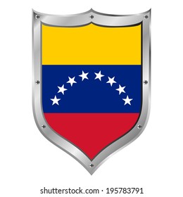 Venezuela flag button on a white background. The colors of the original. Vector illustration.