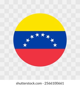 Venezuela flag - circle vector flag isolated on checkerboard transparent background