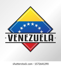 Venezuela Flag Emblem. Vector Design National. Illustration Country Symbol. Insignia Banner Logo.