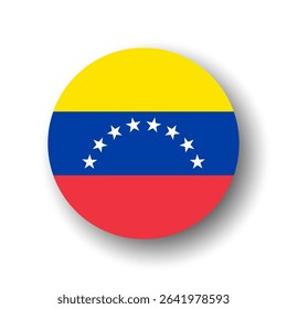 Venezuela flag - flat vector circle icon or badge with dropped shadow.