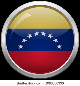 Venezuela flag glass button vector illustration