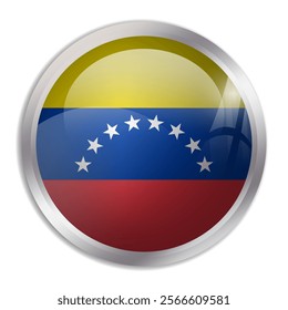 Venezuela flag - glossy circle button displays a colorful flag representing a country cultural identity and heritage. The essence of national pride and unity.