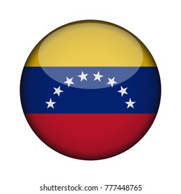 venezuela Flag in glossy round button of icon. venezuela emblem isolated on white background. National concept sign. Independence Day. Vector illustration.