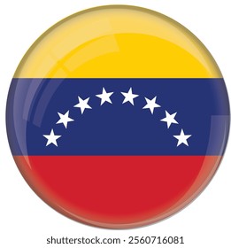 venezuela flag with glossy rounded button for football team and national emblem