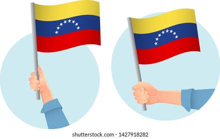 Venezuela flag in hand. Patriotic background. National flag of Venezuela vector illustration