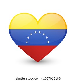 Venezuela Flag Heart Love Emoji Icon Object Symbol Gradient Vector Art Design Cartoon Isolated.