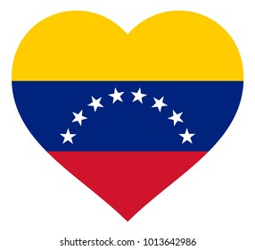 venezuela flag in heart vector illustration sign. Flag of venezuela in the shape of Heart with contrasting contour, symbol of love for his country or valentine day, patriotism.