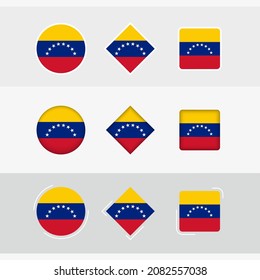 Venezuela flag icons set, vector flag of Venezuela. Three versions of icon.