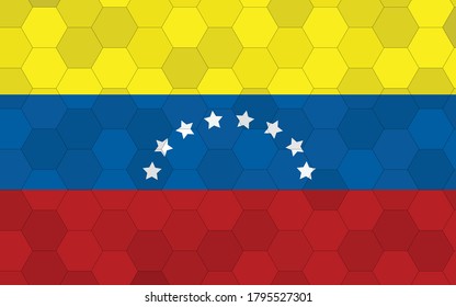 Venezuela flag illustration. Futuristic Venezuelan flag graphic with abstract hexagon background vector. Venezuela national flag symbolizes independence.