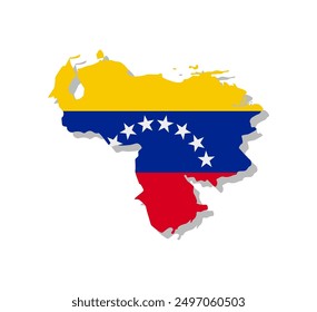 Venezuela - Flag inscribed in the contour of the country. Vector illustration.