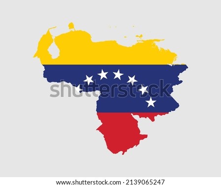 Venezuela Flag Map. Map of the Bolivarian Republic of Venezuela with the Venezuelan country banner. Vector Illustration.