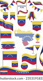 Venezuela Flag and Map Design Vector