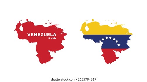 venezuela Fahne und Kartensatz. venezuela Flagge in offiziellen Farben und Proportionen, Karte