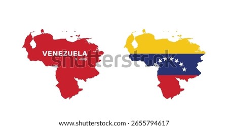 venezuela flag and map set. venezuela flag in official colors and proportions., map