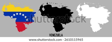 Venezuela flag and map shape black and gray color.