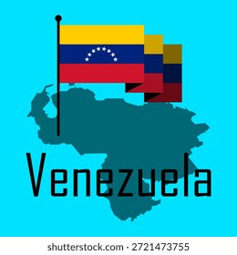 Venezuela Flag with Map Vector Design South America Country Illustration