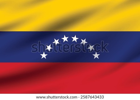 Venezuela flag official colors and proportion digital vector illustration. Waving flag.