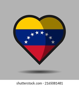Venezuela flag. Official national flag on heart shape element vector. Flag of world symbol and icon. Vector eps 10.