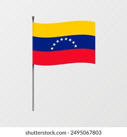 Venezuela flag on flagpole. Vector illustration.