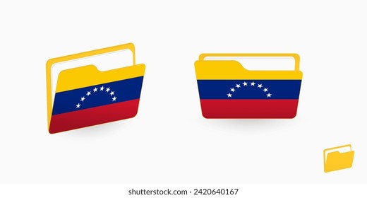 Venezuela flag on two type of folder icon. Vector illustration.