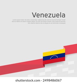 Venezuela flag on white background. Venezuelan brochure vector design, template. Cover for business booklet. Ribbon with venezuela flag. National poster. State patriotic banner, flyer