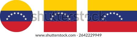
Venezuela flag PNG vector. Venezuela square and round icon isolated on transparent PNG background. Venezuela flag icon.
