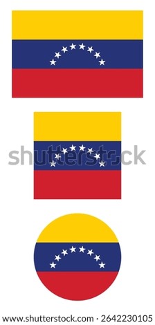 
Venezuela flag PNG vector. Venezuela square and round icon isolated on transparent PNG background. Venezuela flag icon.