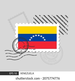 Venezuela flag postage stamp. Isolated vector illustration on grey post stamp background and specify is vector eps10.