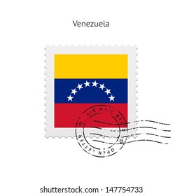 Venezuela Flag Postage Stamp on white background. Vector illustration.