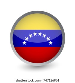 Venezuela Flag Round Glossy Icon. Vector illustration.
