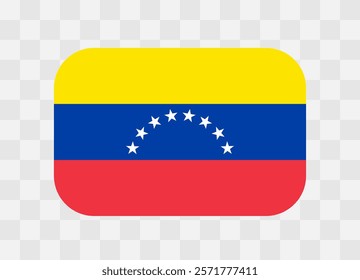 Venezuela flag - rounded rectangle colorful flag representing a country cultural identity and heritage. The essence of national pride and unity. Vector flag on transparent background.