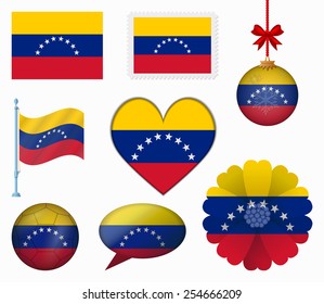 Venezuela flag set of 8 items vector