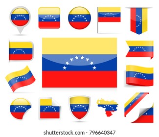 Venezuela Flag Set - Vector Illustration