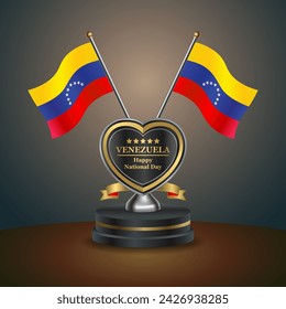 Venezuela Flagge in einem Stand auf dem Tisch. Vektorgrafik