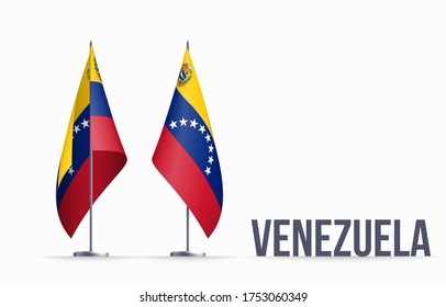 Venezuela flag state symbol isolated on background national banner. Greeting card National Independence Day of the Bolivarian Republic of Venezuela. Illustration banner with realistic state flag.